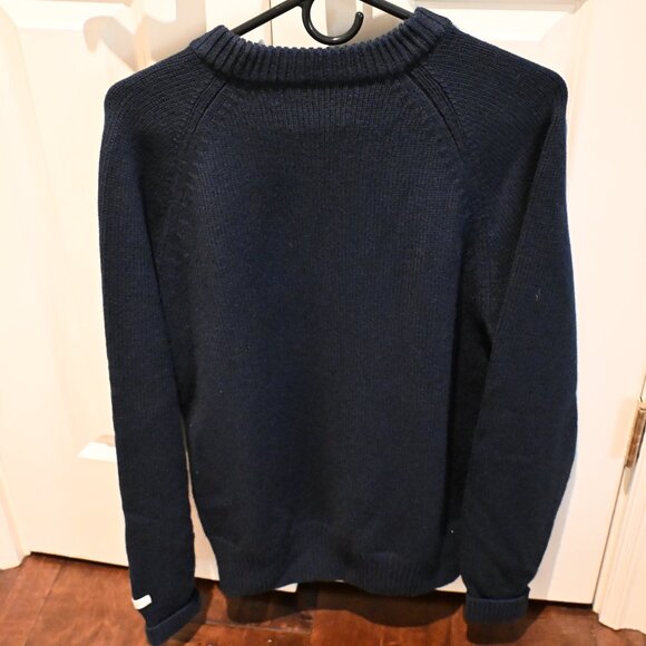 Aime Leon Dore Knit Logo Crewneck Raglan Sweater Navy w/ Olive Branch FW21 - Picture 3 of 7
